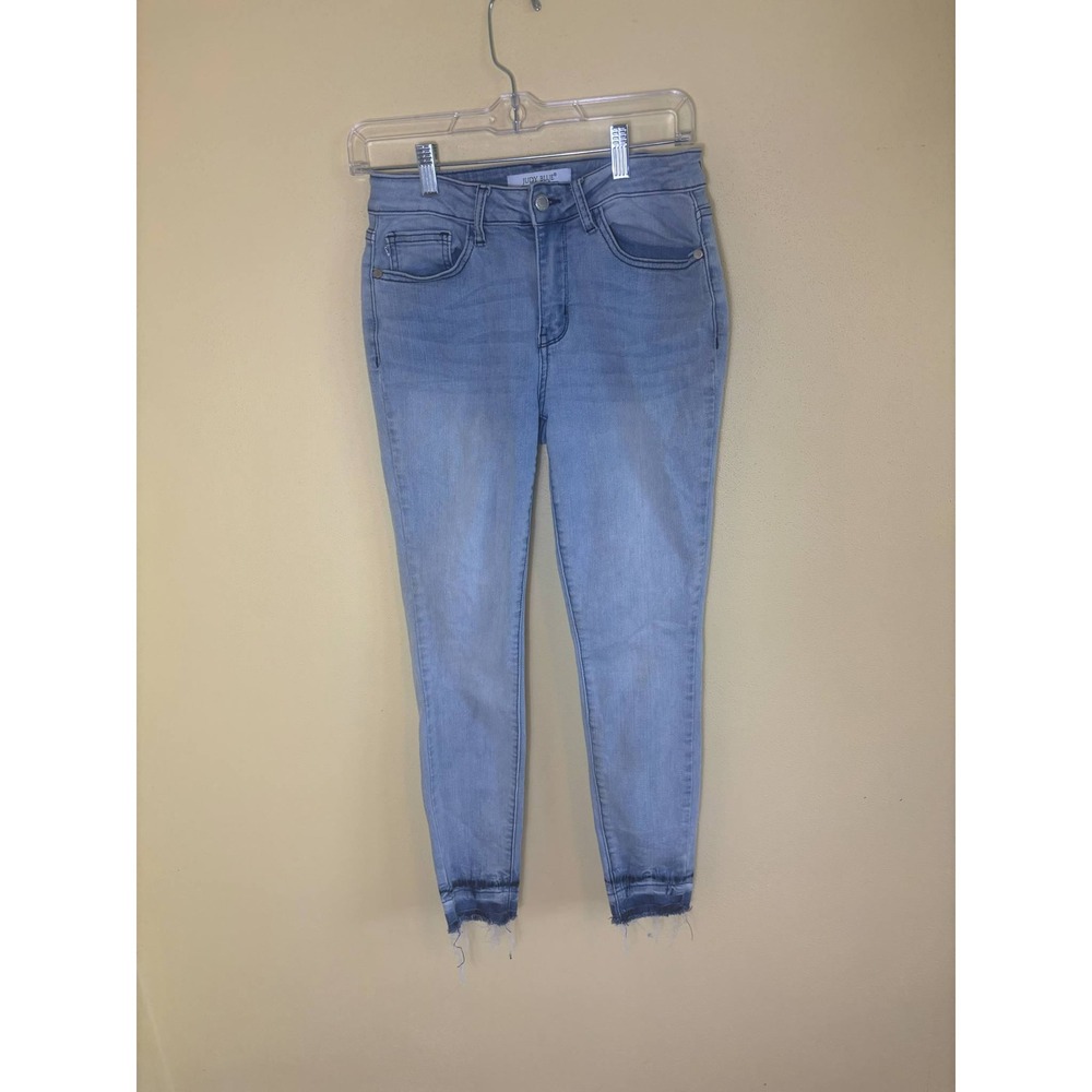 Judy Blue Skinny Jeans Frayed Hem Light Wash Denim Comfort Stretch Size 3/26‎